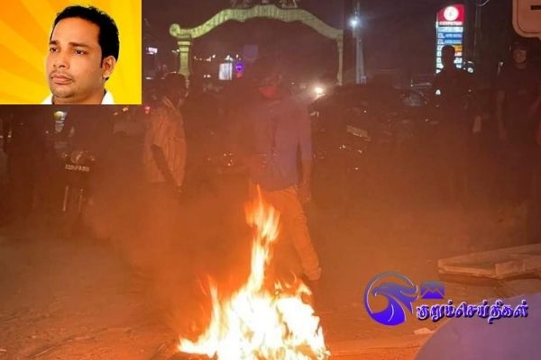 Mass protest against burning of portraits of Viyalendran